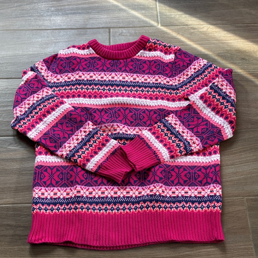 Women’s J Crew Pink Patterned Crewneck Sweater